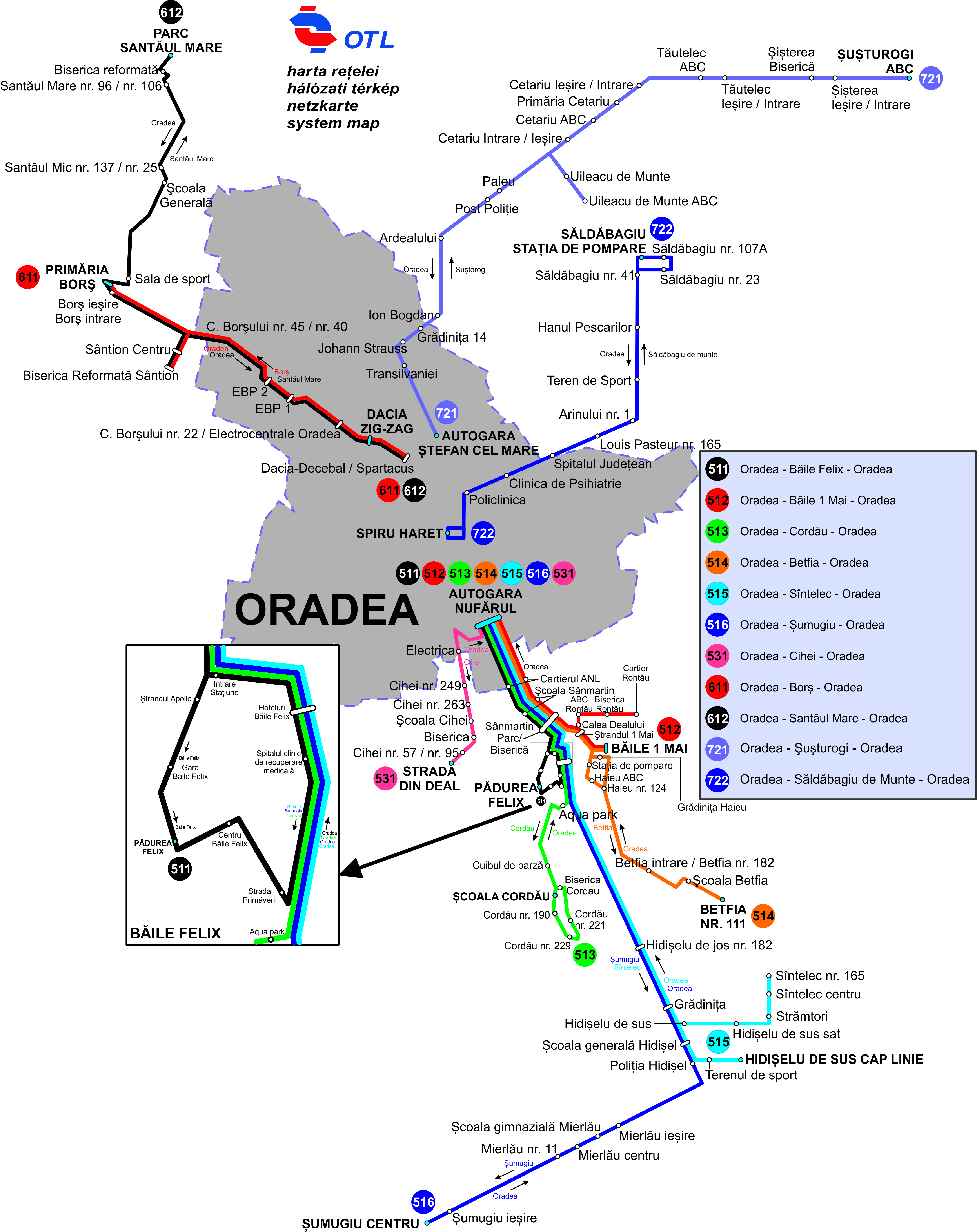 Harta trasee metropolitane autobuze